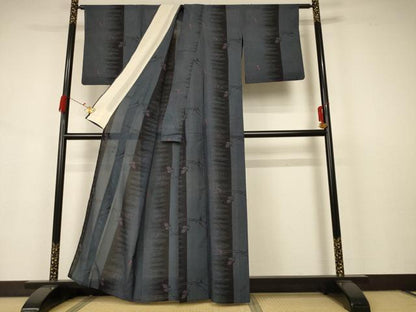 平和屋着物＊夏物 結城紬 夏結城 草花文 証紙付き 正絹 逸品 AABB6734jd