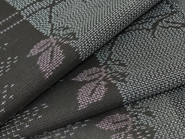 平和屋着物＊夏物 結城紬 夏結城 草花文 証紙付き 正絹 逸品 AABB6734jd