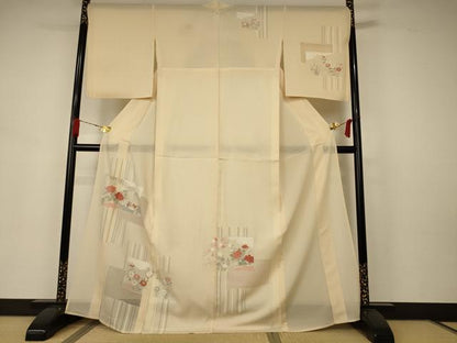 平和屋着物＊夏物 訪問着 絽 草花文 正絹 逸品 AABB6735jd