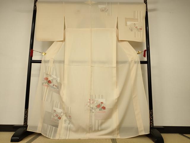 平和屋着物＊夏物 訪問着 絽 草花文 正絹 逸品 AABB6735jd