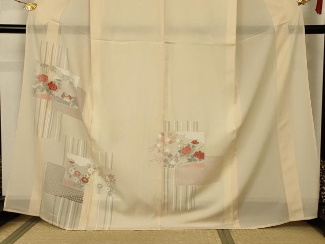 平和屋着物＊夏物 訪問着 絽 草花文 正絹 逸品 AABB6735jd