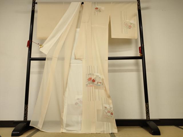 平和屋着物＊夏物 訪問着 絽 草花文 正絹 逸品 AABB6735jd
