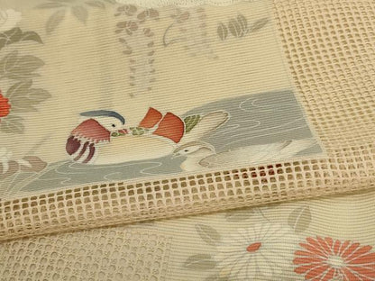 平和屋着物＊夏物 訪問着 絽 草花文 正絹 逸品 AABB6735jd