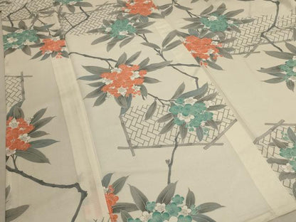 平和屋着物＊夏物 小紋 絽 枝花文 正絹 逸品 未使用 AABB6737jd