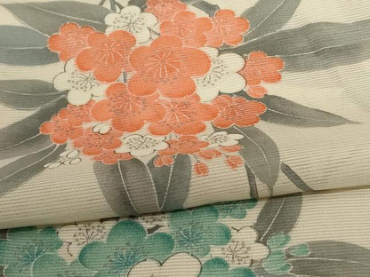 平和屋着物＊夏物 小紋 絽 枝花文 正絹 逸品 未使用 AABB6737jd