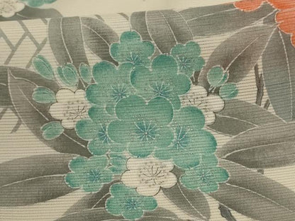 平和屋着物＊夏物 小紋 絽 枝花文 正絹 逸品 未使用 AABB6737jd