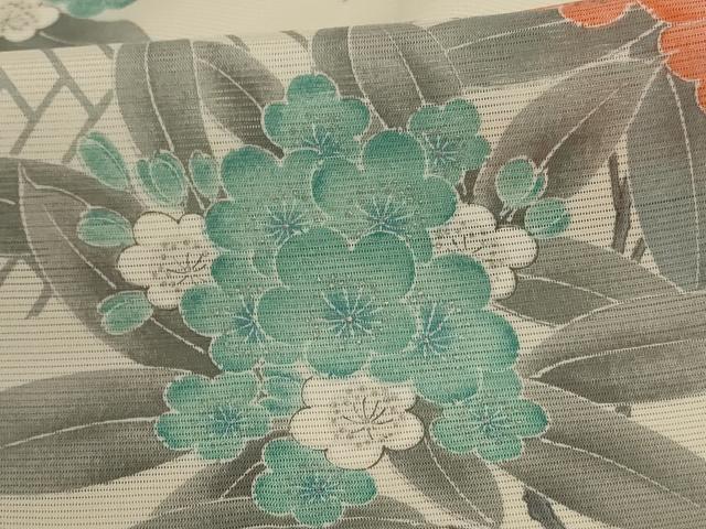 平和屋着物＊夏物 小紋 絽 枝花文 正絹 逸品 未使用 AABB6737jd