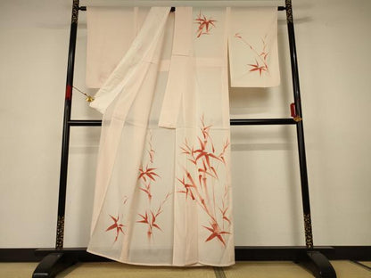 平和屋着物＊夏物 訪問着 絽 笹竹文 正絹 逸品 AABB6739jd