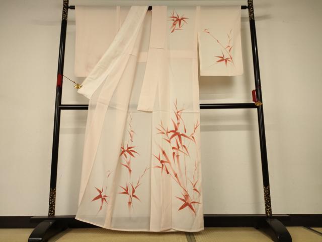 平和屋着物＊夏物 訪問着 絽 笹竹文 正絹 逸品 AABB6739jd