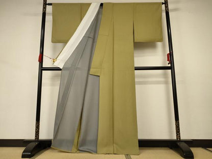 平和屋着物＊夏物 色無地 変わり絽 桑染色 正絹 逸品 AABB6743jd