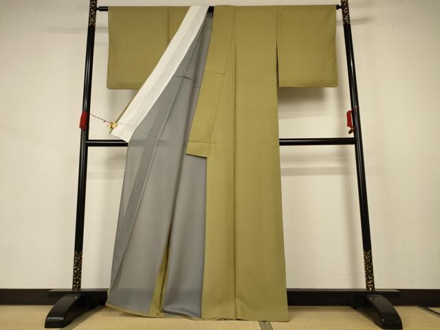 平和屋着物＊夏物 色無地 変わり絽 桑染色 正絹 逸品 AABB6743jd