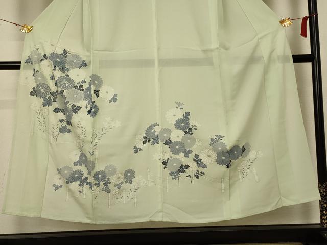 平和屋着物＊夏物 訪問着 絽 駒刺繍 草花文 銀彩 正絹 逸品 AABB6744jd