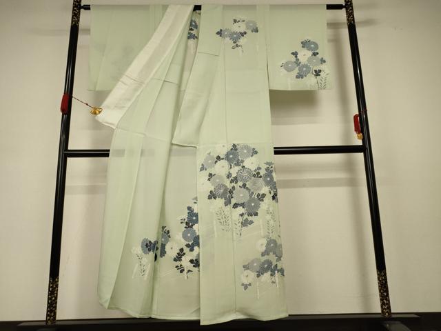 平和屋着物＊夏物 訪問着 絽 駒刺繍 草花文 銀彩 正絹 逸品 AABB6744jd
