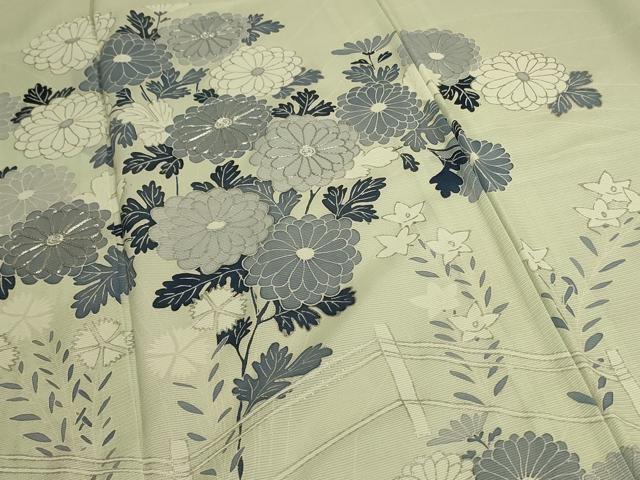 平和屋着物＊夏物 訪問着 絽 駒刺繍 草花文 銀彩 正絹 逸品 AABB6744jd