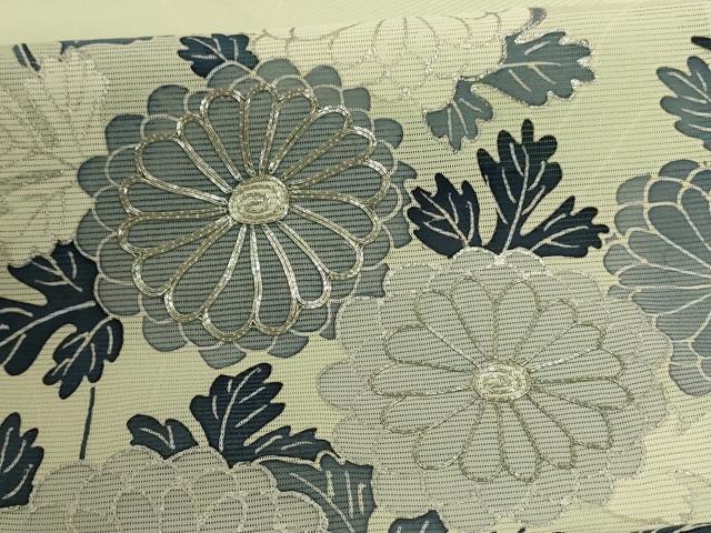 平和屋着物＊夏物 訪問着 絽 駒刺繍 草花文 銀彩 正絹 逸品 AABB6744jd