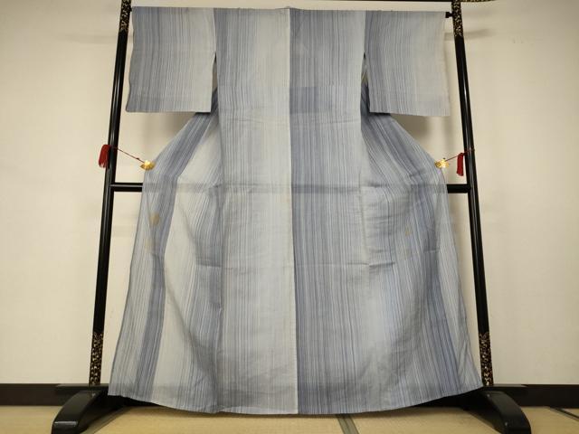 平和屋着物＊夏物 小千谷ちぢみ 縞 麻 逸品 AABB6746jd