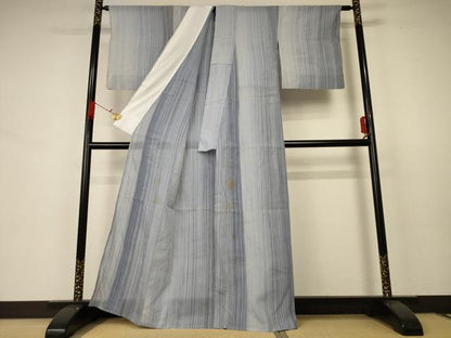 平和屋着物＊夏物 小千谷ちぢみ 縞 麻 逸品 AABB6746jd