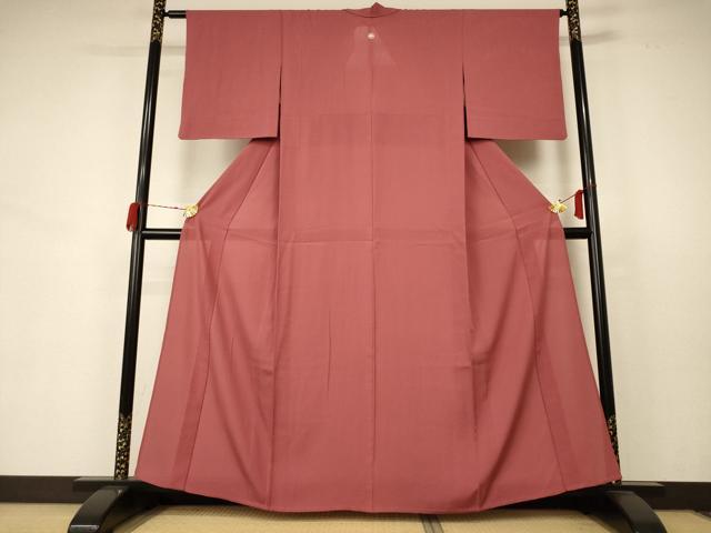 平和屋着物＊夏物 色無地 絽 真赭色 正絹 逸品 AABB6747jd
