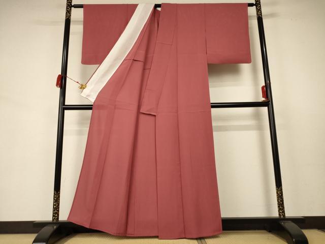 平和屋着物＊夏物 色無地 絽 真赭色 正絹 逸品 AABB6747jd