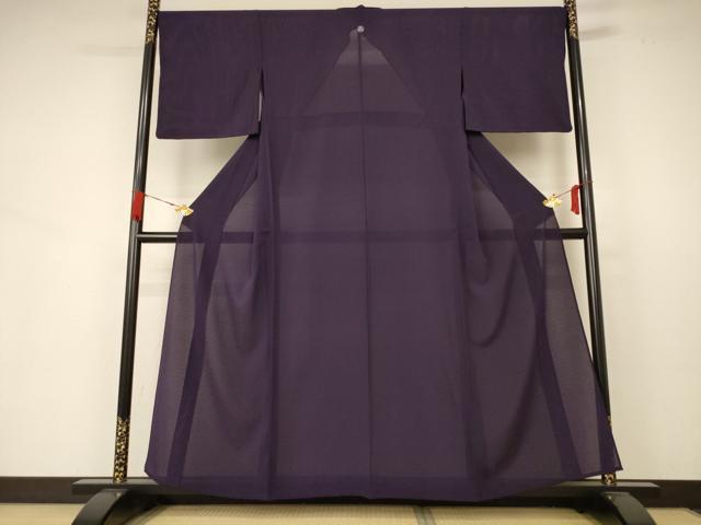 平和屋着物＊夏物 色無地 絽縮緬 黒紅色 正絹 逸品 AABB6751jd