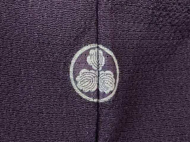 平和屋着物＊夏物 色無地 絽縮緬 黒紅色 正絹 逸品 AABB6751jd