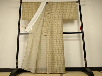 平和屋着物＊夏物 小紋 紗 絣文 AABB6752jd