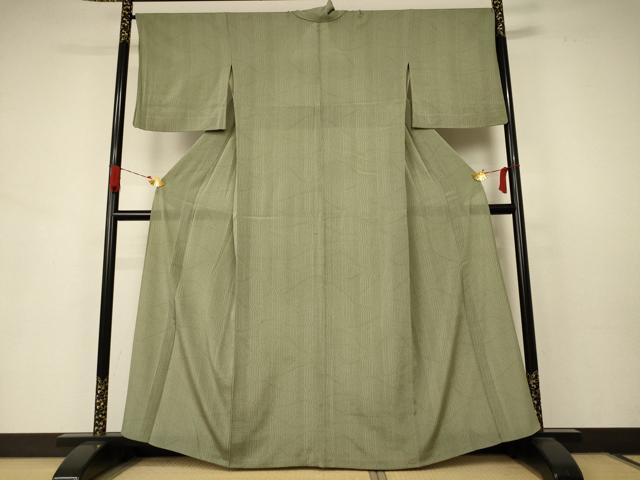 平和屋着物＊夏物 小紋 絽縮緬 変わり縞 正絹 逸品 AABB6753jd