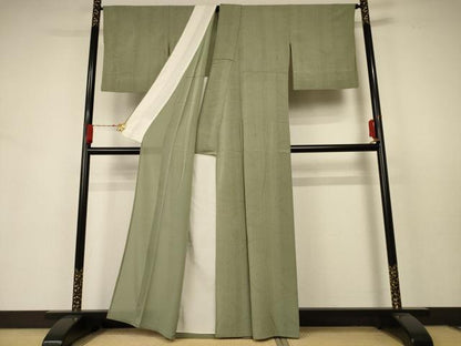 平和屋着物＊夏物 小紋 絽縮緬 変わり縞 正絹 逸品 AABB6753jd