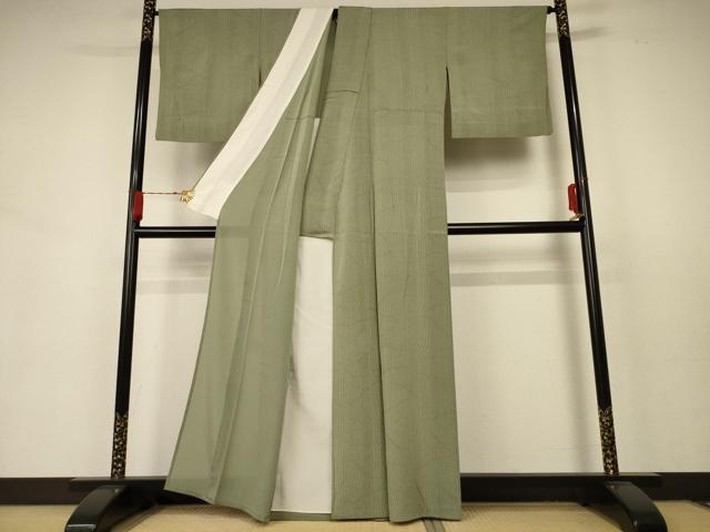 平和屋着物＊夏物 小紋 絽縮緬 変わり縞 正絹 逸品 AABB6753jd