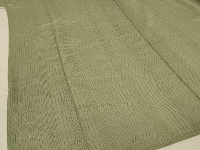 平和屋着物＊夏物 小紋 絽縮緬 変わり縞 正絹 逸品 AABB6753jd