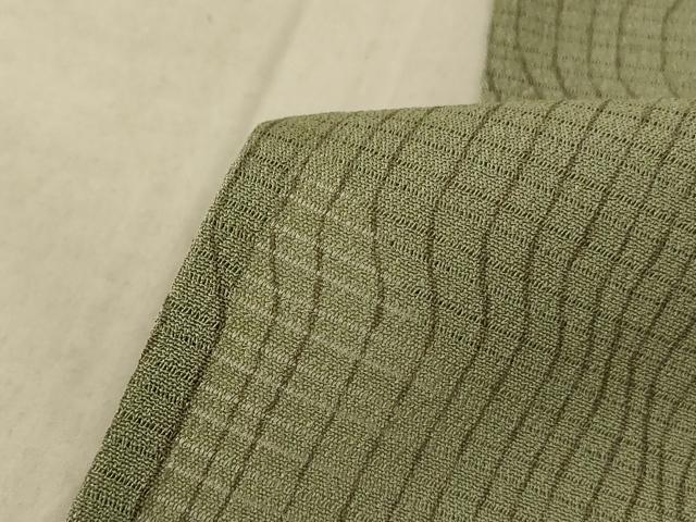 平和屋着物＊夏物 小紋 絽縮緬 変わり縞 正絹 逸品 AABB6753jd