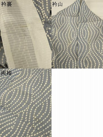平和屋着物＊夏物 小紋 絽 変わり縞 正絹 逸品 AABB6755jd