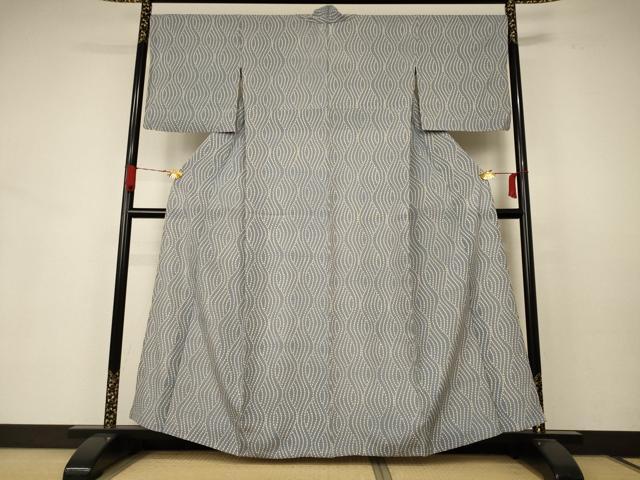 平和屋着物＊夏物 小紋 絽 変わり縞 正絹 逸品 AABB6755jd