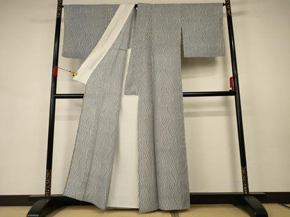 平和屋着物＊夏物 小紋 絽 変わり縞 正絹 逸品 AABB6755jd