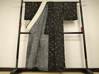 平和屋着物＊夏物 小紋 絽 舞花文 正絹 逸品 AABB6756jd