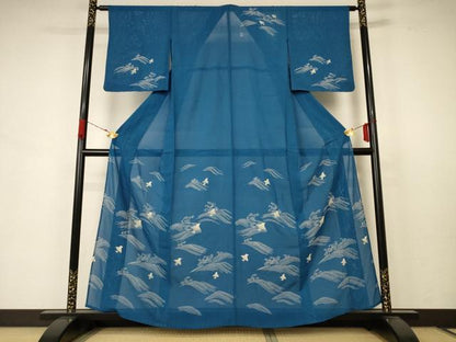 平和屋着物＊夏物 訪問着 絽 立波千鳥文 正絹 逸品 AABB6759jd