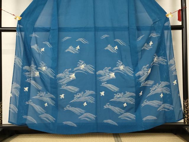 平和屋着物＊夏物 訪問着 絽 立波千鳥文 正絹 逸品 AABB6759jd