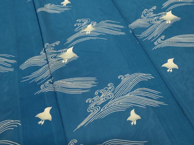 平和屋着物＊夏物 訪問着 絽 立波千鳥文 正絹 逸品 AABB6759jd