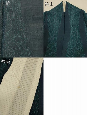 平和屋着物＊夏物　小紋　紗　麻の葉文様　AABB6764jd