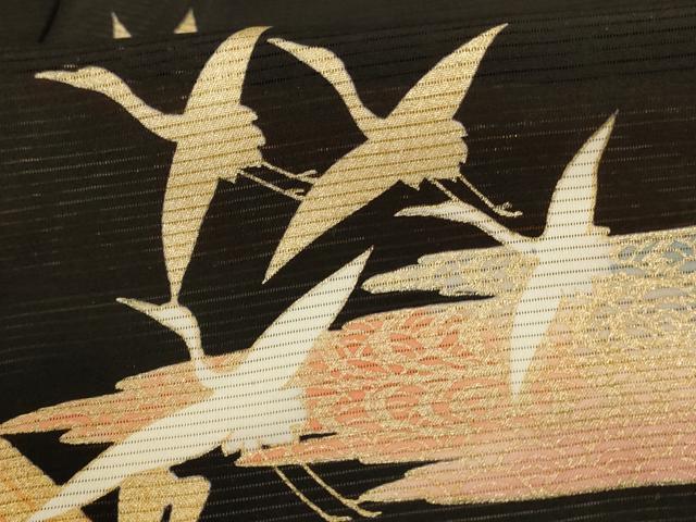 平和屋着物＊夏物 黒留袖 絽 作家物 立波飛鶴文 金彩 正絹 逸品 AABB6767jd