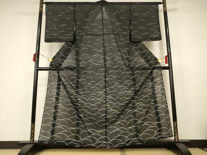 平和屋着物＊夏物 小紋 絽 芝文 洗える着物 AABB6768jd