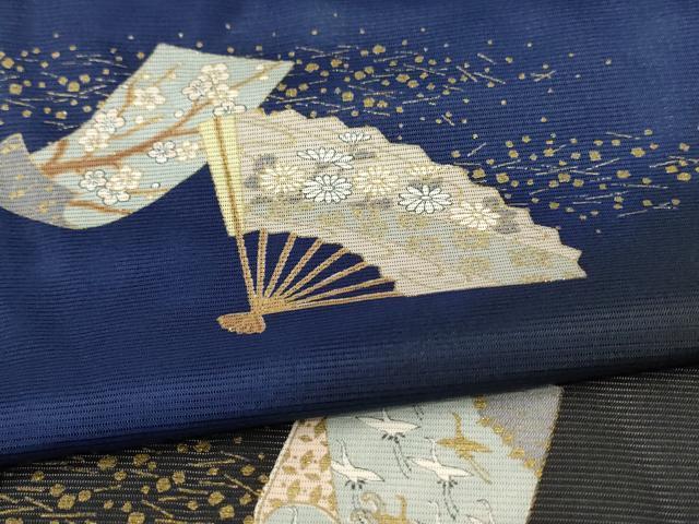 平和屋着物＊夏物　訪問着　絽　扇子草花文　金彩　洗える着物　AABB6769jd