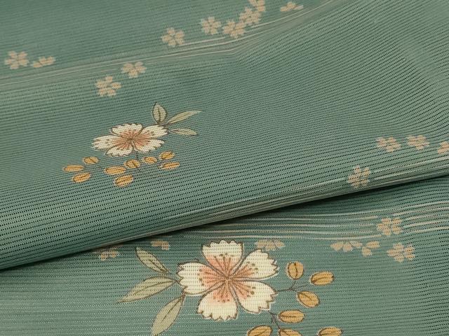 平和屋着物＊夏物 小紋 絽 草花文 洗える着物 AABB6771jd
