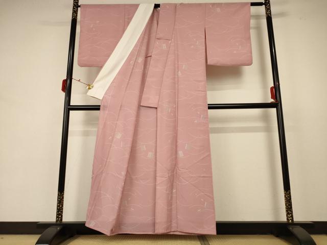平和屋着物＊夏物 小紋 紗 芝文 洗える着物 AABB6772jd