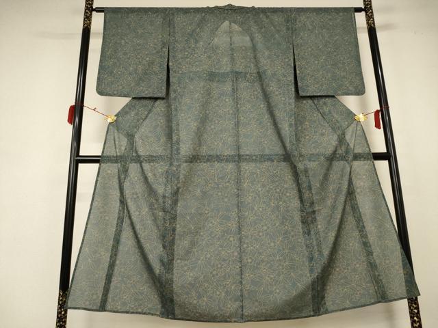 平和屋着物＊夏物 小紋 絽 草花文 洗える着物 AABB6774jd