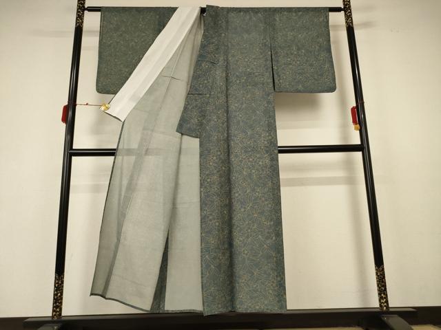 平和屋着物＊夏物 小紋 絽 草花文 洗える着物 AABB6774jd