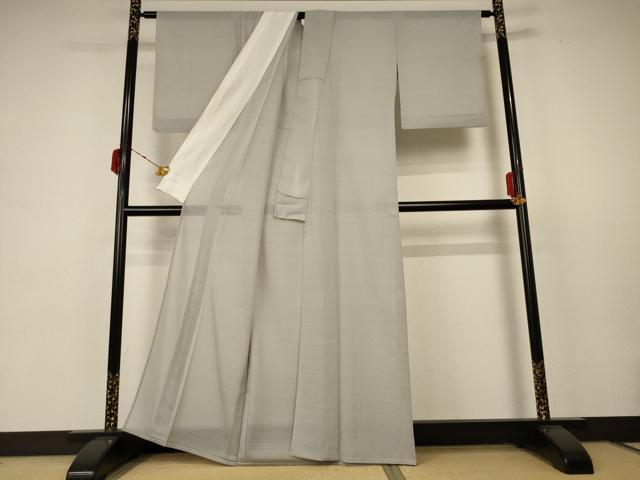 平和屋着物＊夏物 色無地 絽 絹鼠色 正絹 逸品 AABB6777jd