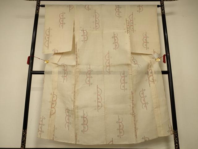 平和屋着物＊夏物 小千谷ちぢみ 唐草文 麻 逸品 AABB6781jd