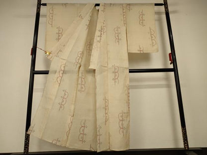 平和屋着物＊夏物 小千谷ちぢみ 唐草文 麻 逸品 AABB6781jd