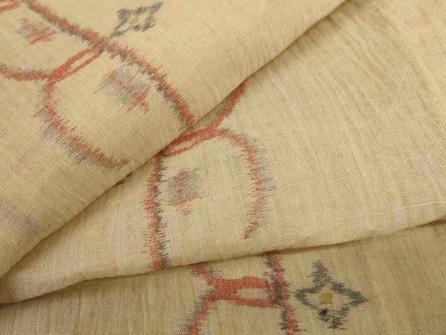 平和屋着物＊夏物 小千谷ちぢみ 唐草文 麻 逸品 AABB6781jd